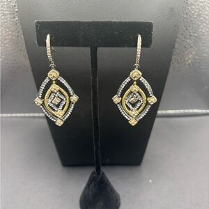 Elegant Gold and Silver Dangle  Earrings Two Tone